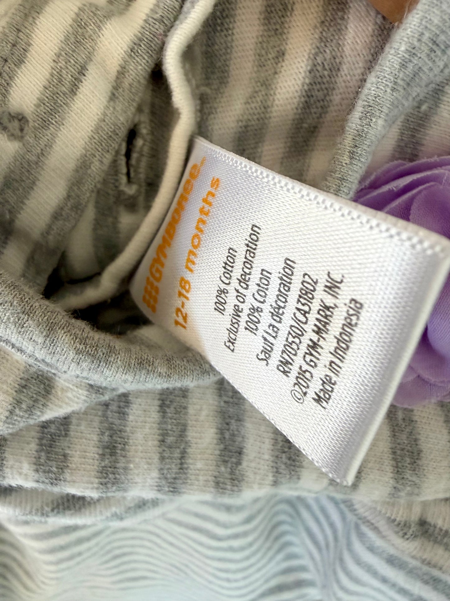 Grey Stripe + Purple Flower / 12-18m
