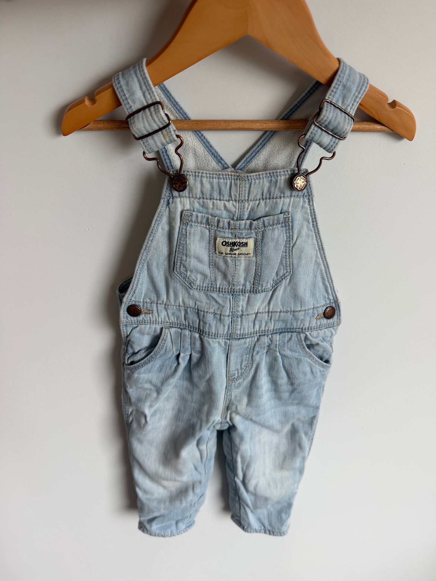 OshKosh Light Wash Denim Overalls / 18m