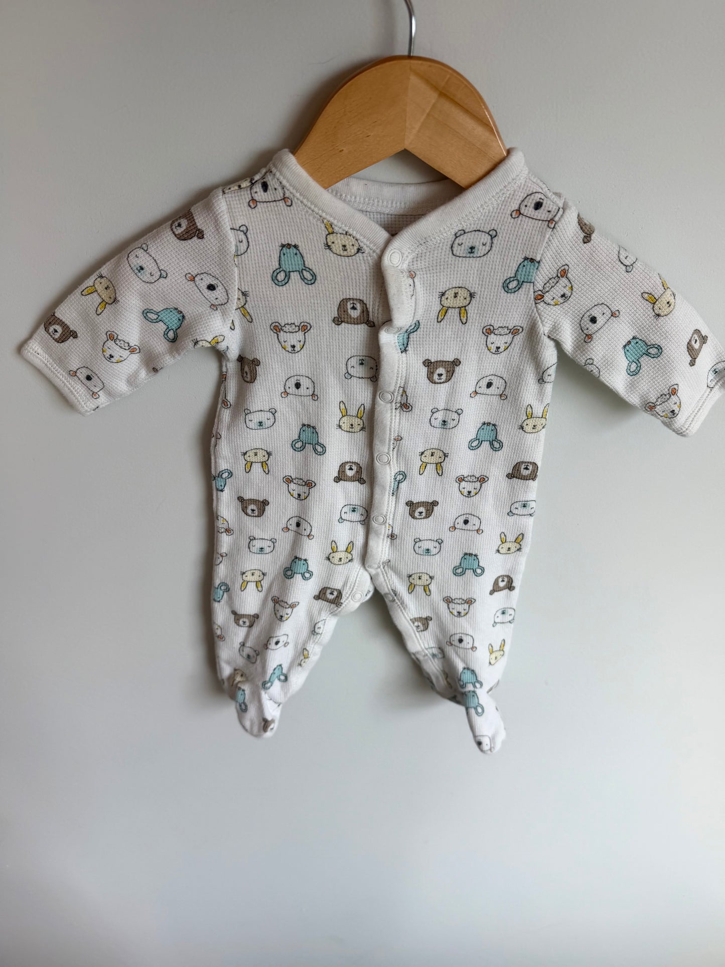 Animal Faces White Sleeper / 3m