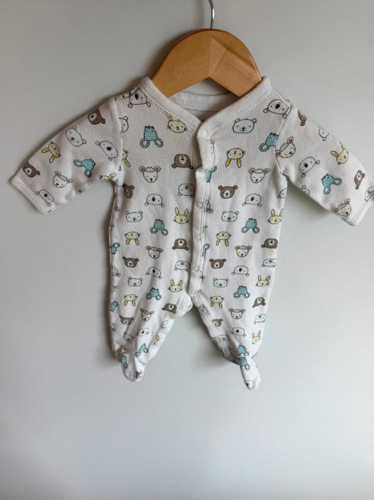 Animal Faces White Sleeper / 3m