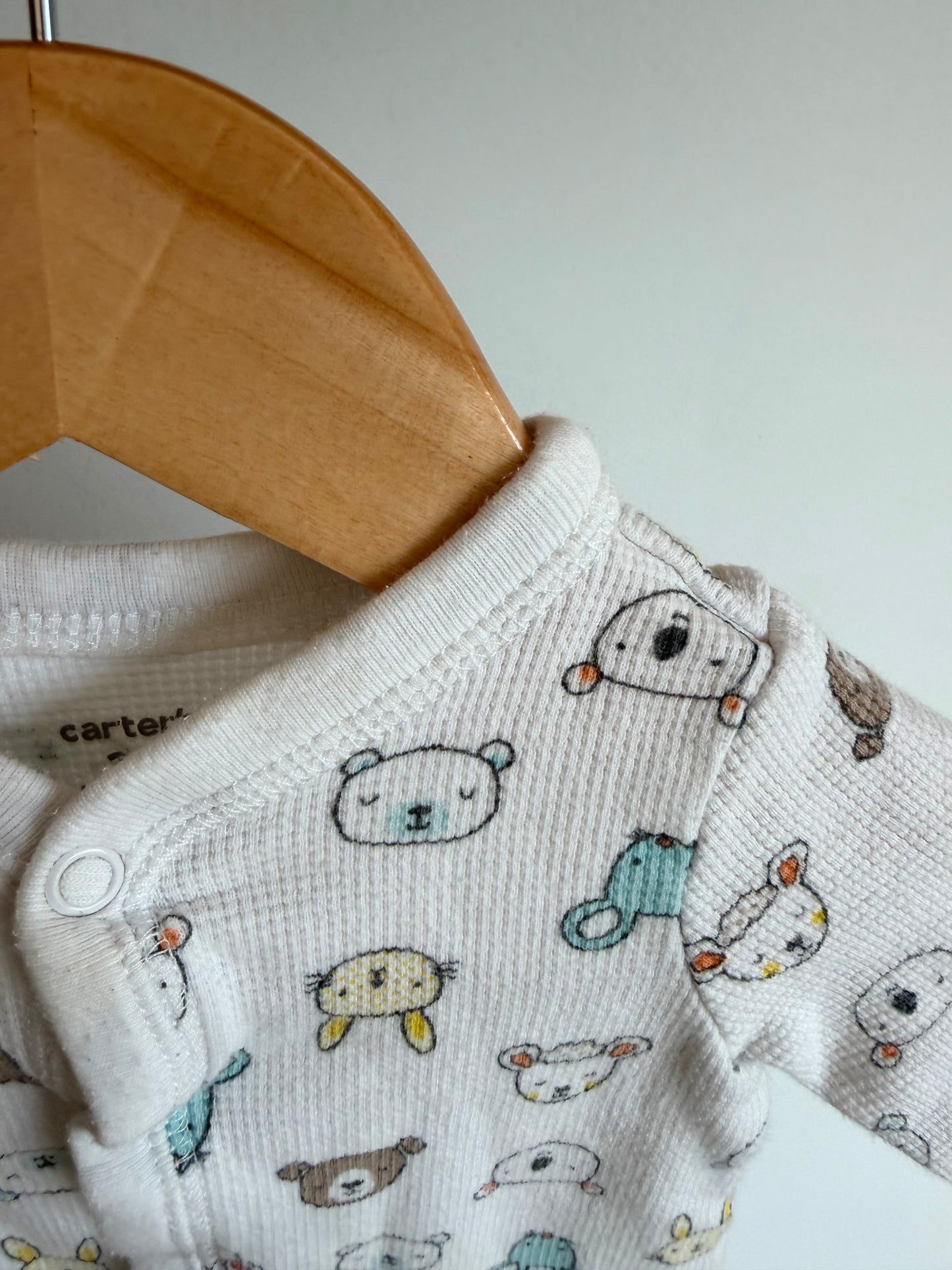 Animal Faces White Sleeper / 3m