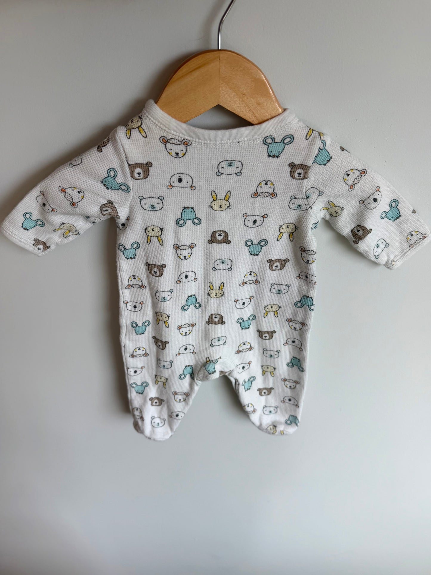 Animal Faces White Sleeper / 3m