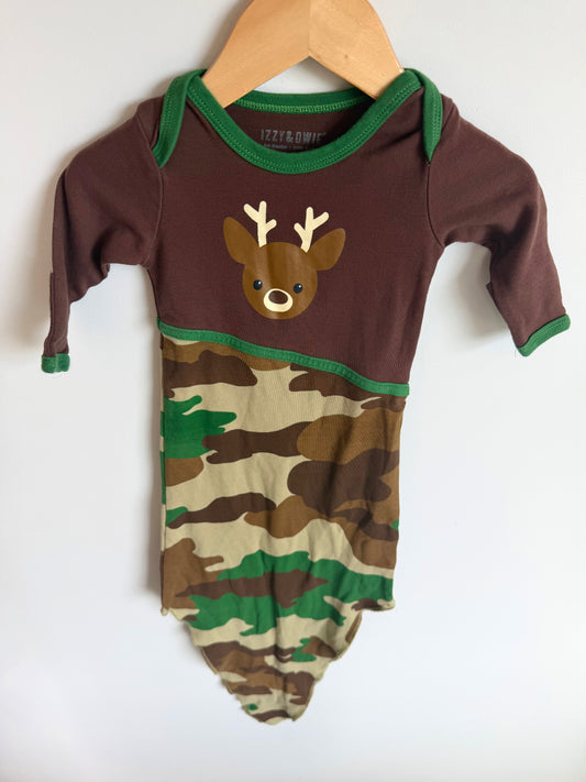 Cotton Deer Camo Gown / 0-9m