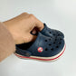 Navy Croc Sandals with Red Stripe / Size 4-5 Toddler
