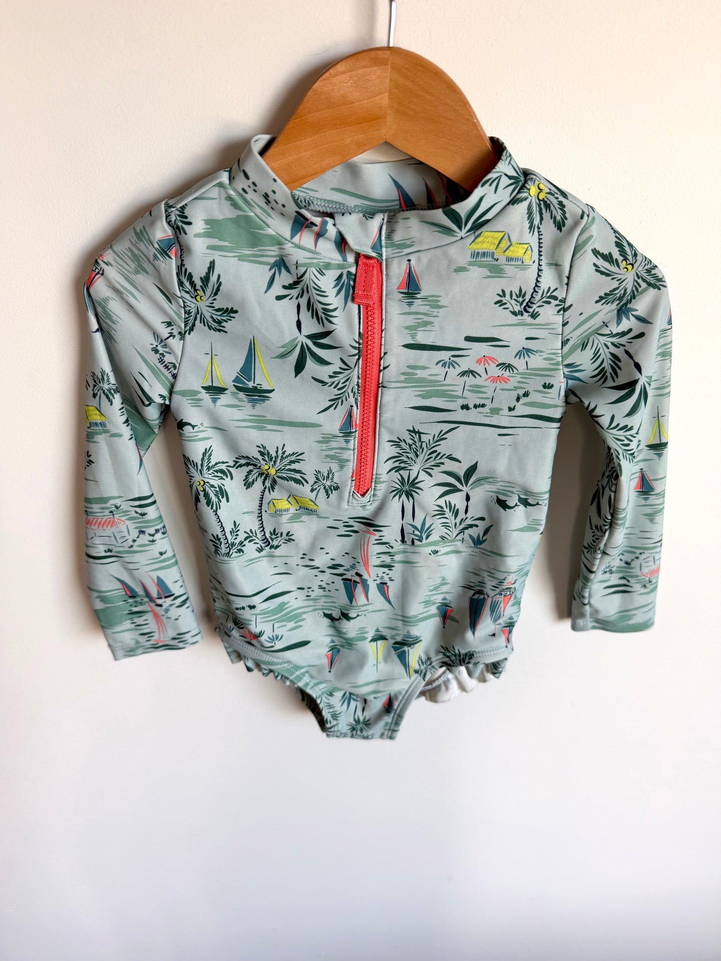 Sailboat Long Sleeve Swimsuit / 2T