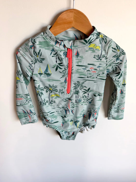 Sailboat Long Sleeve Swimsuit / 2T