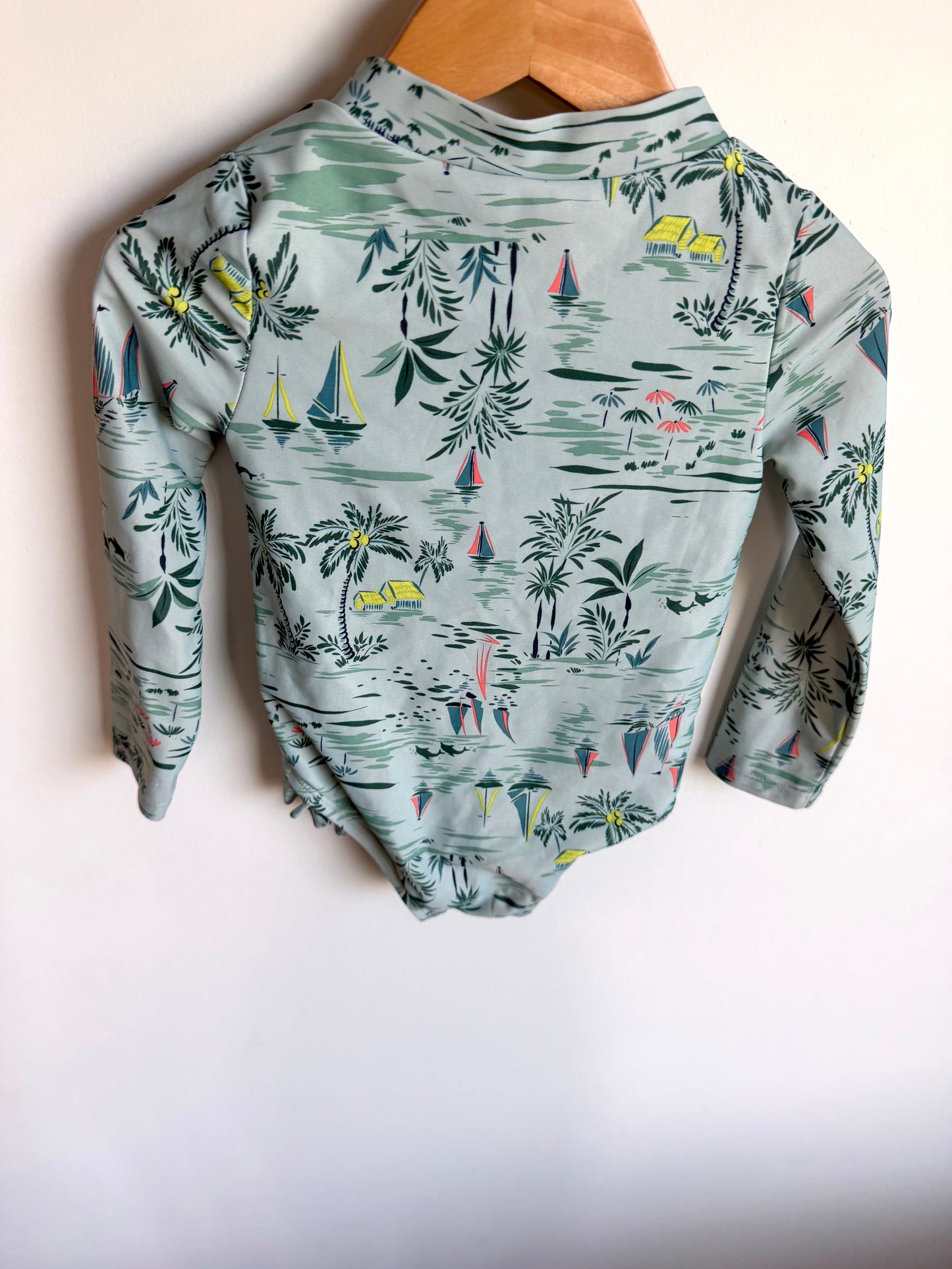 Sailboat Long Sleeve Swimsuit / 2T