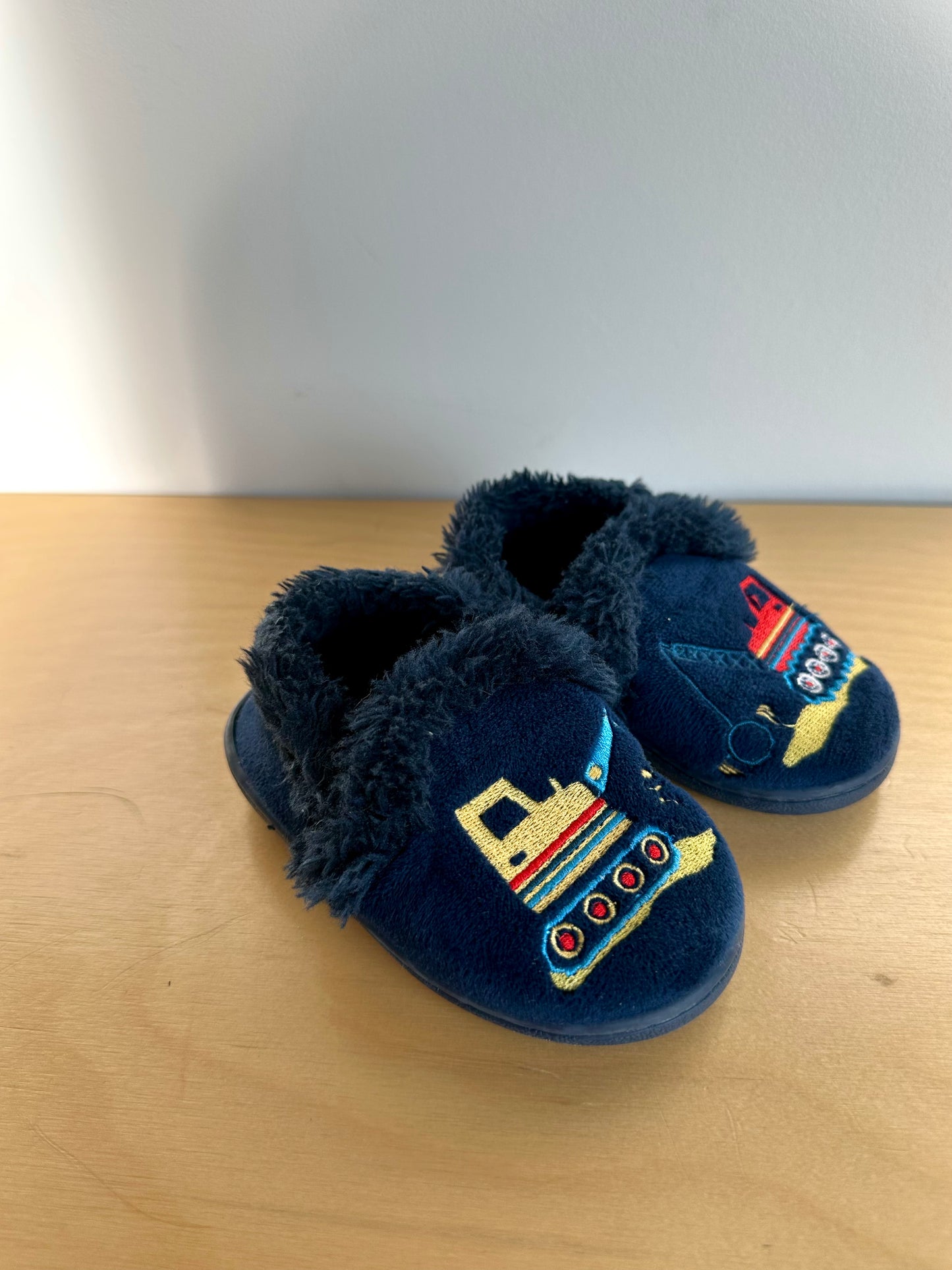 Blue Construction Slippers / Size 5-6 Toddler