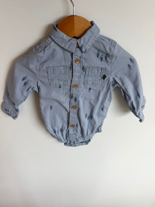 Tree Collared Button Up Bodysuit / 9m