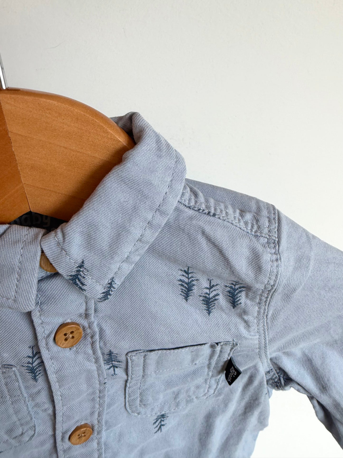 Tree Collared Button Up Bodysuit / 9m
