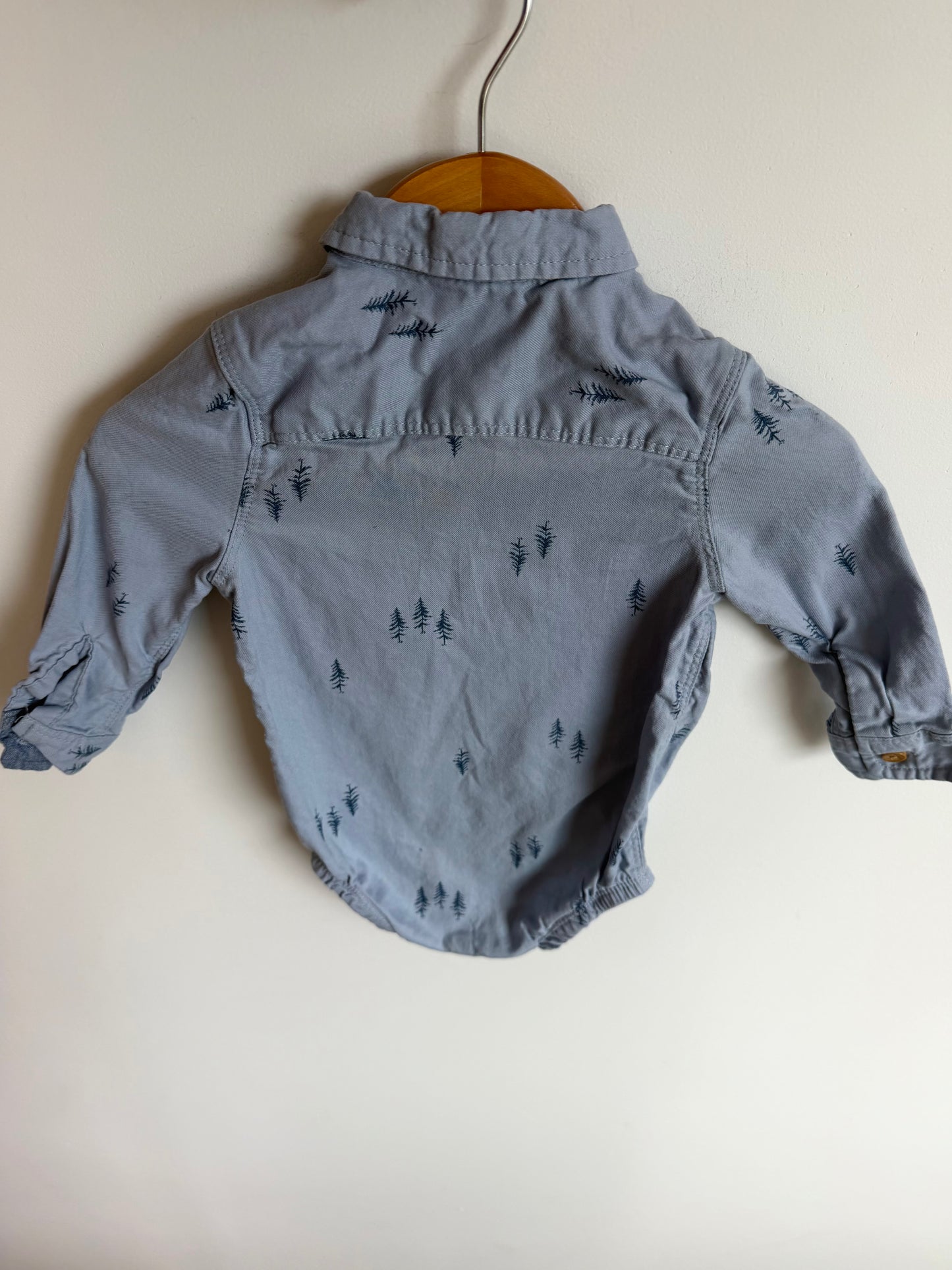 Tree Collared Button Up Bodysuit / 9m