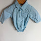 Collared Sky Blue Button Up Bodysuit / 6m
