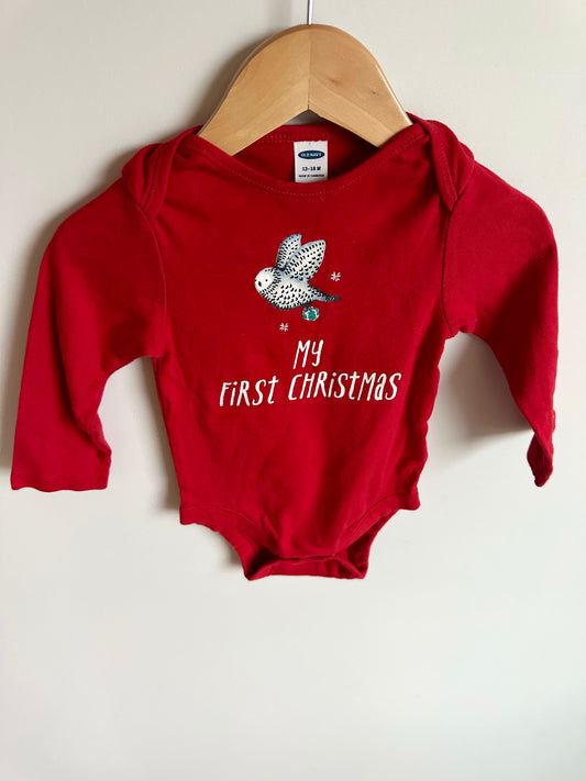 My First Christmas Owl Bodysuit / 12-18m