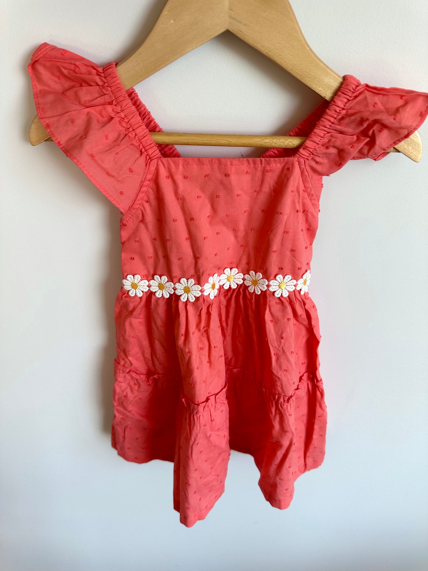 Dotted Peach Daisy Dress / 18m