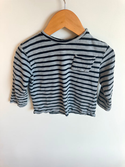 Zara Blue Stripe Pocket Long Sleeve / 12-18m