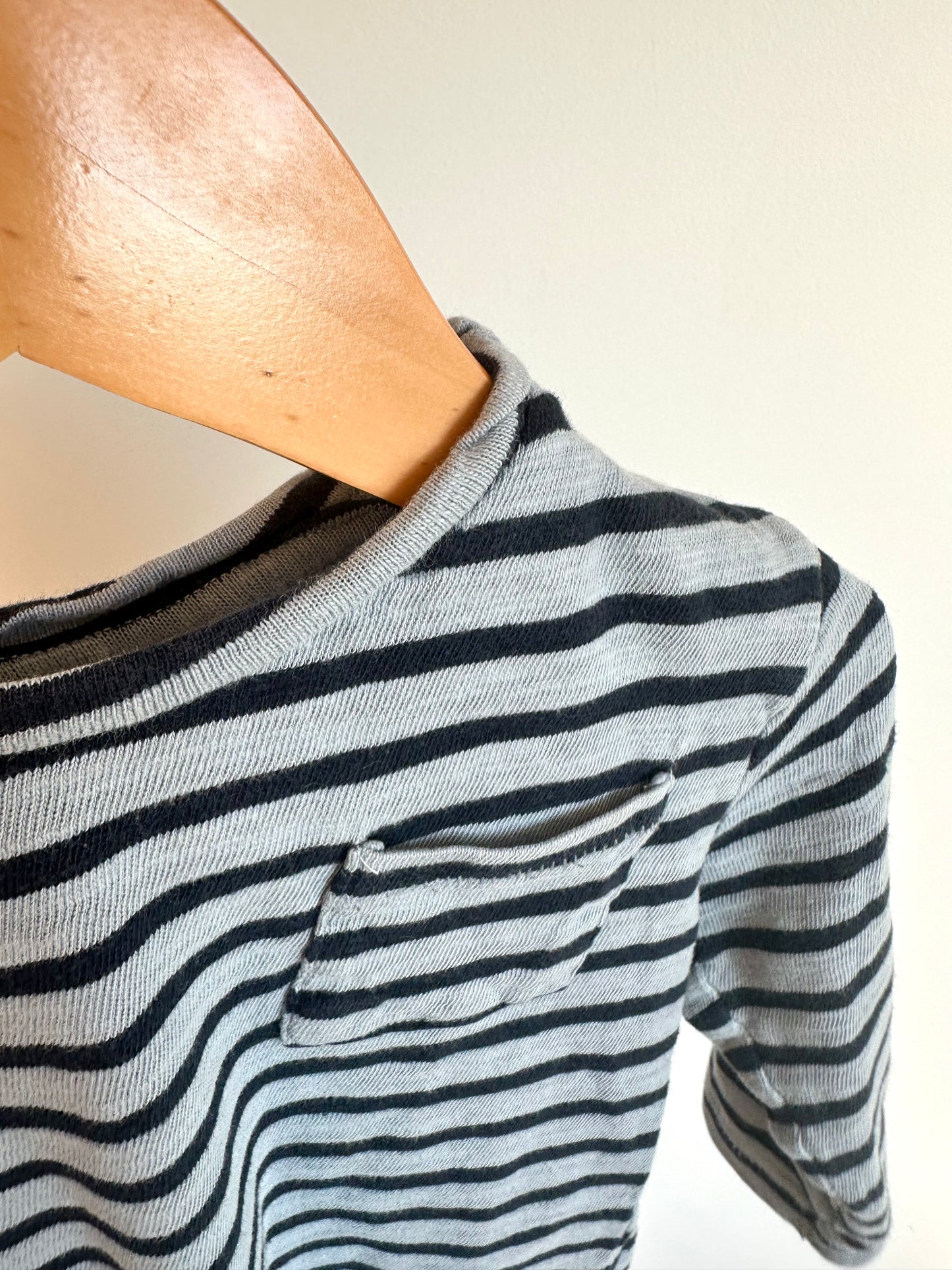 Zara Blue Stripe Pocket Long Sleeve / 12-18m