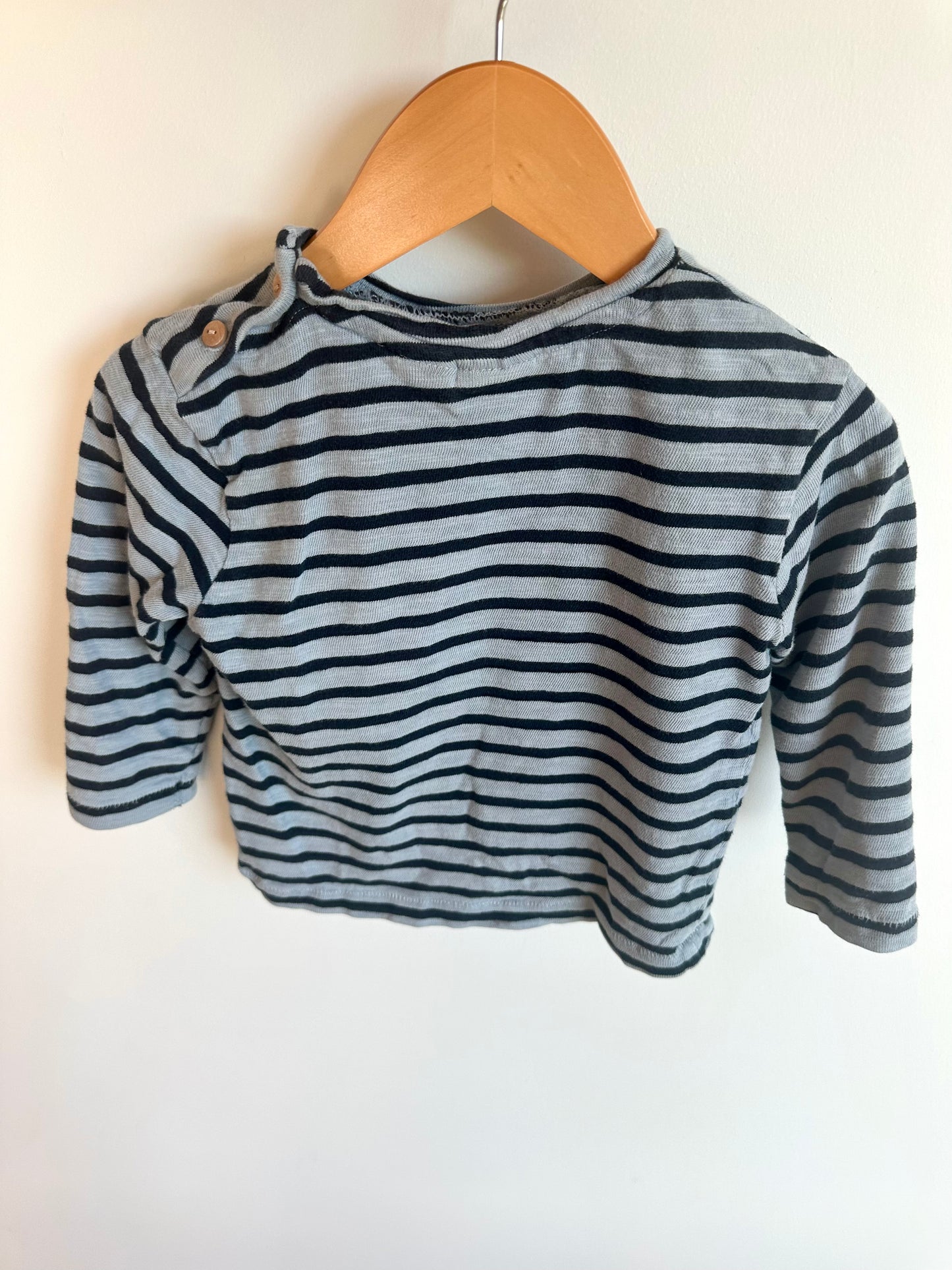 Zara Blue Stripe Pocket Long Sleeve / 12-18m