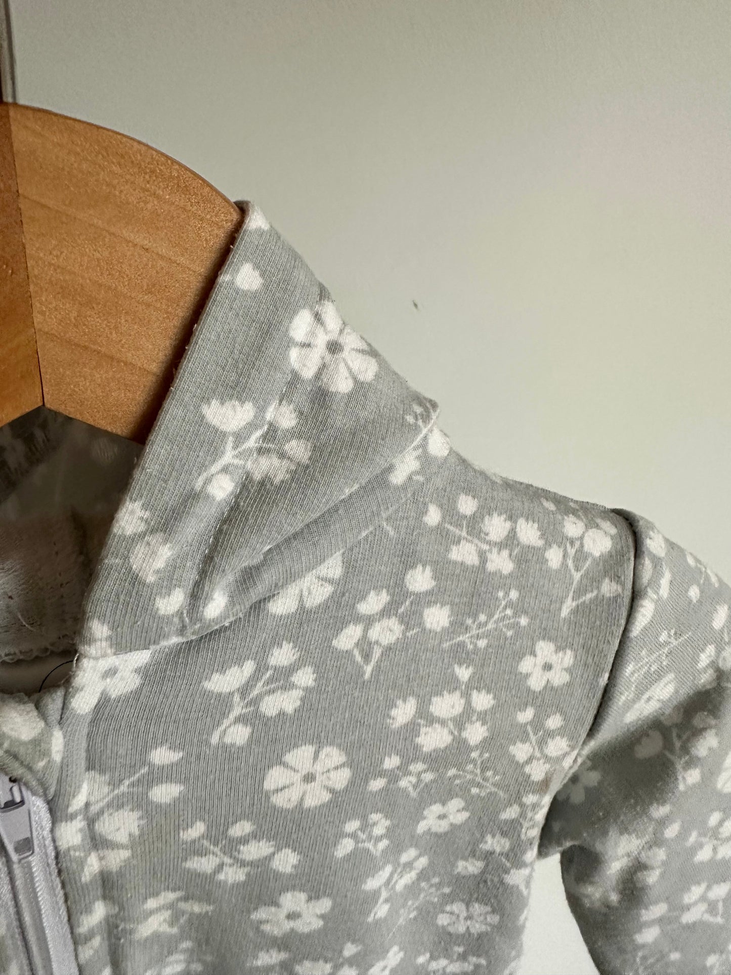 TBA Grey Floral Bamboo Hooded Jumpsuit / 6-12m