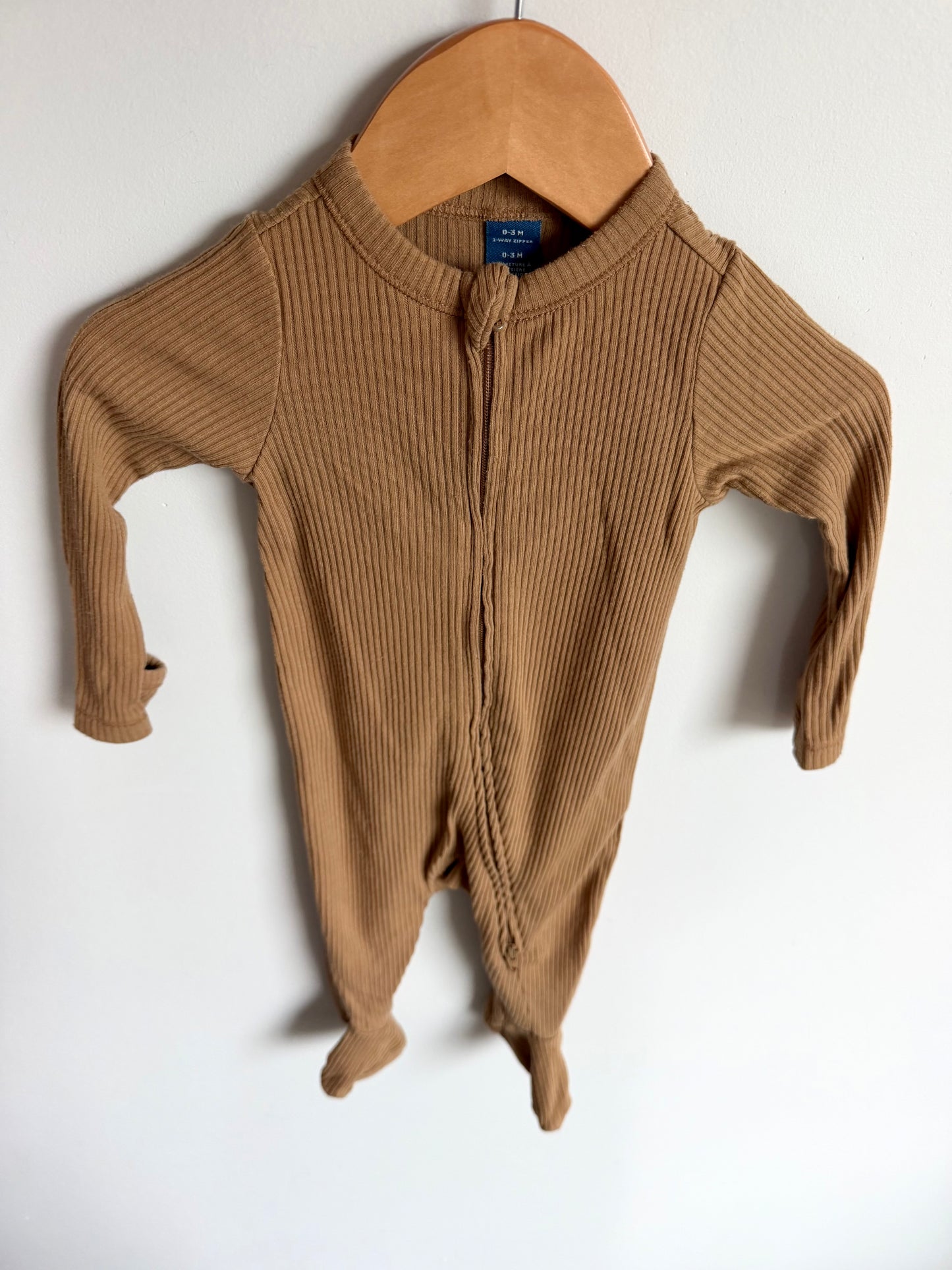 Brown 2 Way Zipper Sleeper / 0-3m