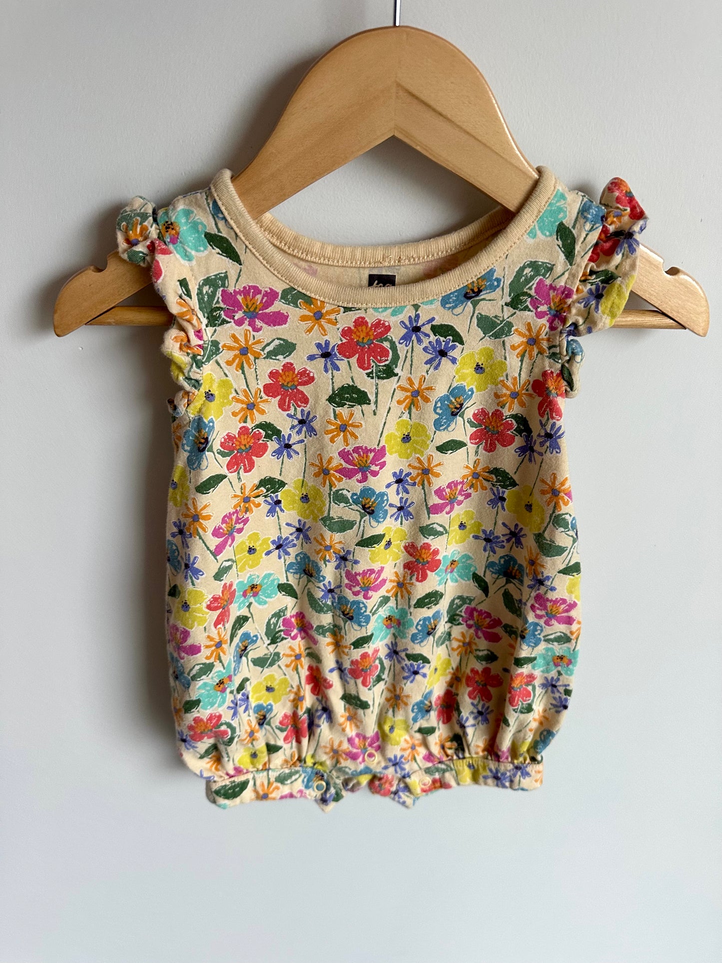 Tea Collection Tan Floral Romper / 9-12m