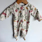 Cream Floral Fleece Sleeper / 3-6m