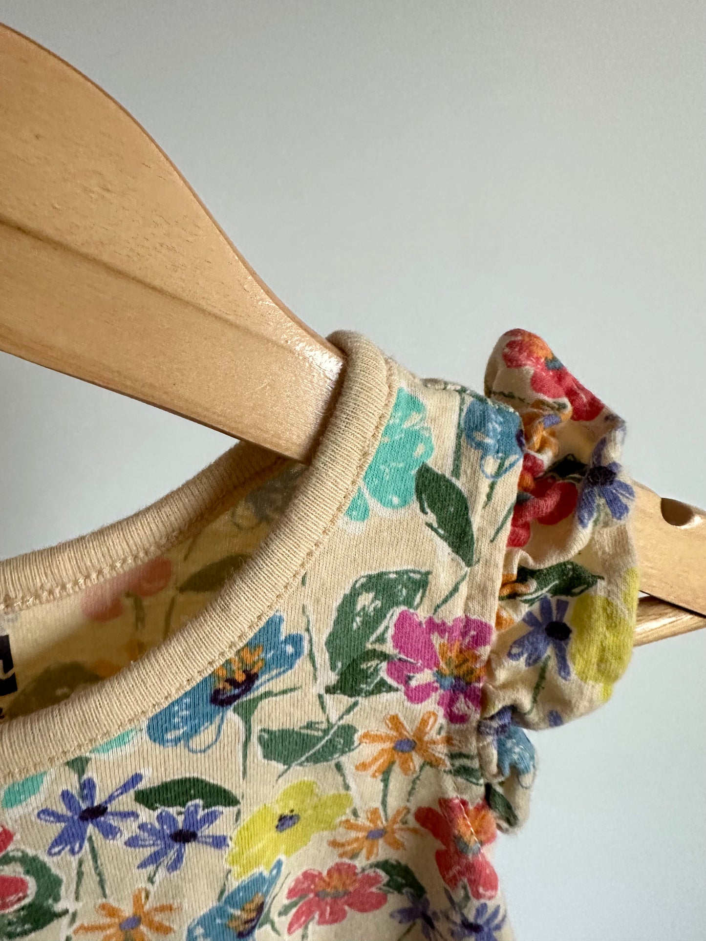 Tea Collection Tan Floral Romper / 9-12m