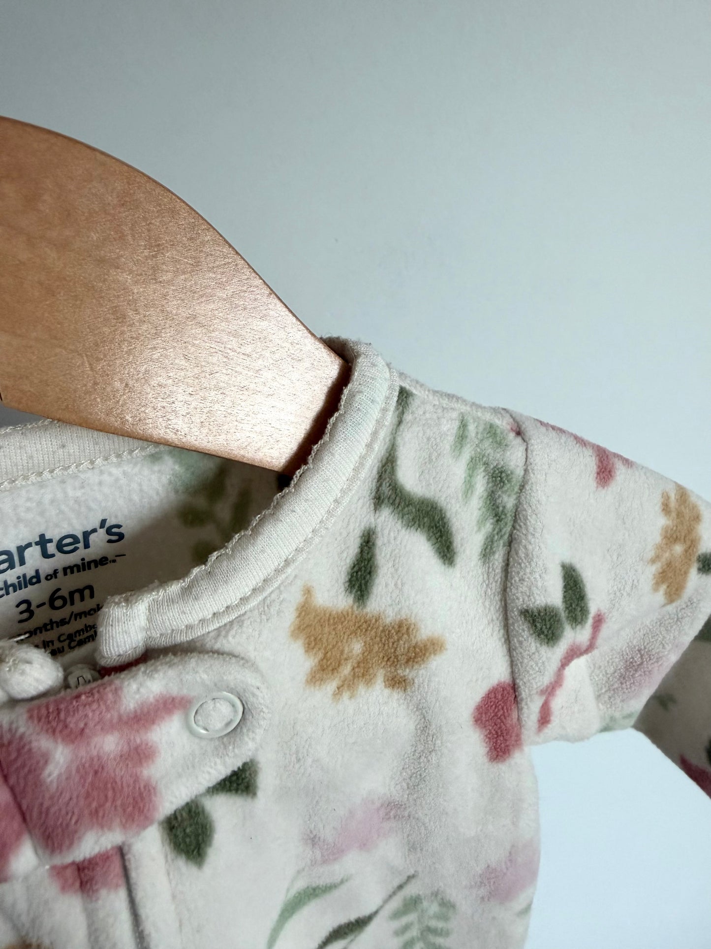 Cream Floral Fleece Sleeper / 3-6m