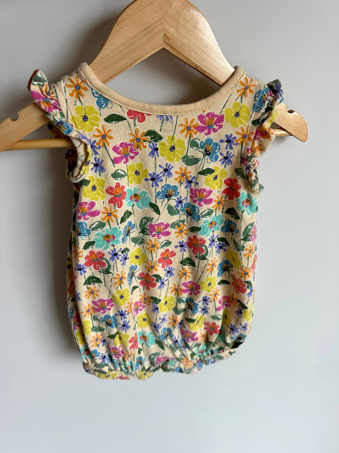 Tea Collection Tan Floral Romper / 9-12m