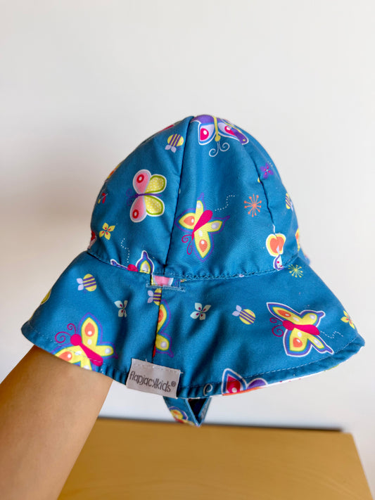 Reversible Floral + Butterfly Bucket Strap Hat / 0-6m