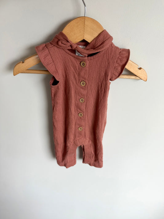 Apricot Ruffle Sleeve Jumpsuit + Headband / 0m