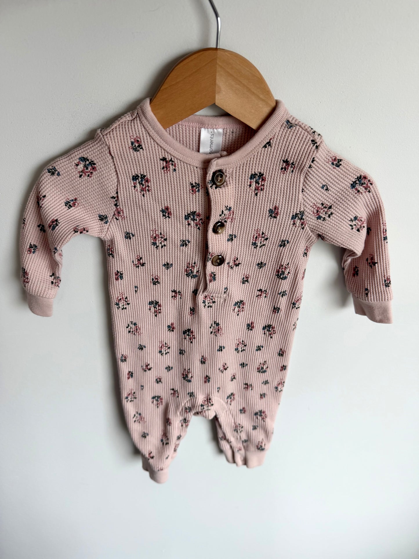 Waffle Floral Pink Jumpsuit / 3-6m