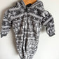Fleece Grey Reindeer Jumpsuit / 12-18m