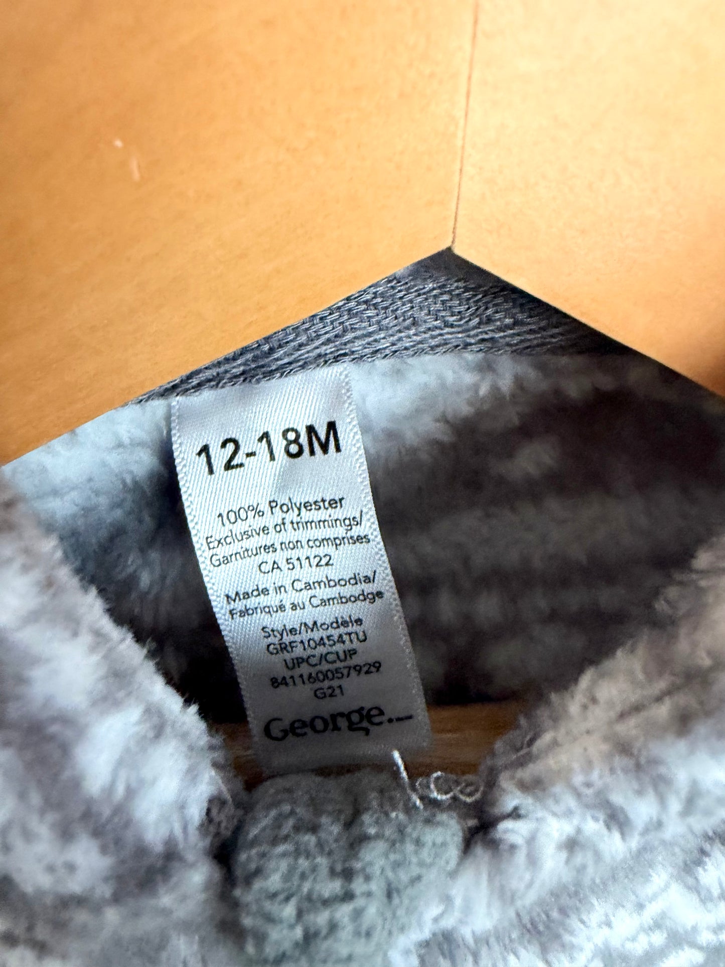 Fleece Grey Reindeer Jumpsuit / 12-18m