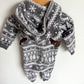 Fleece Grey Reindeer Jumpsuit / 12-18m