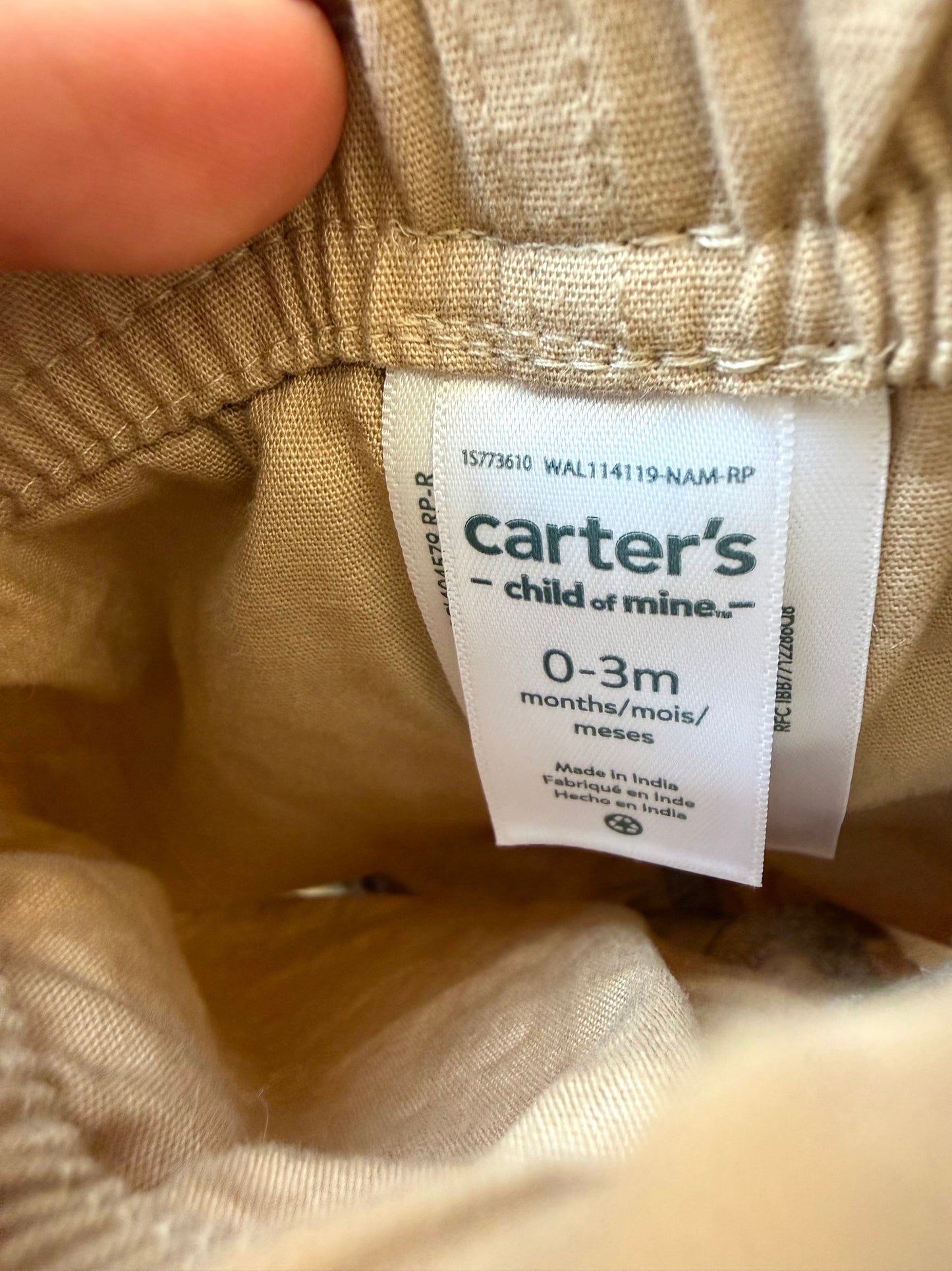 Tan Cotton Shorts / 0-3m