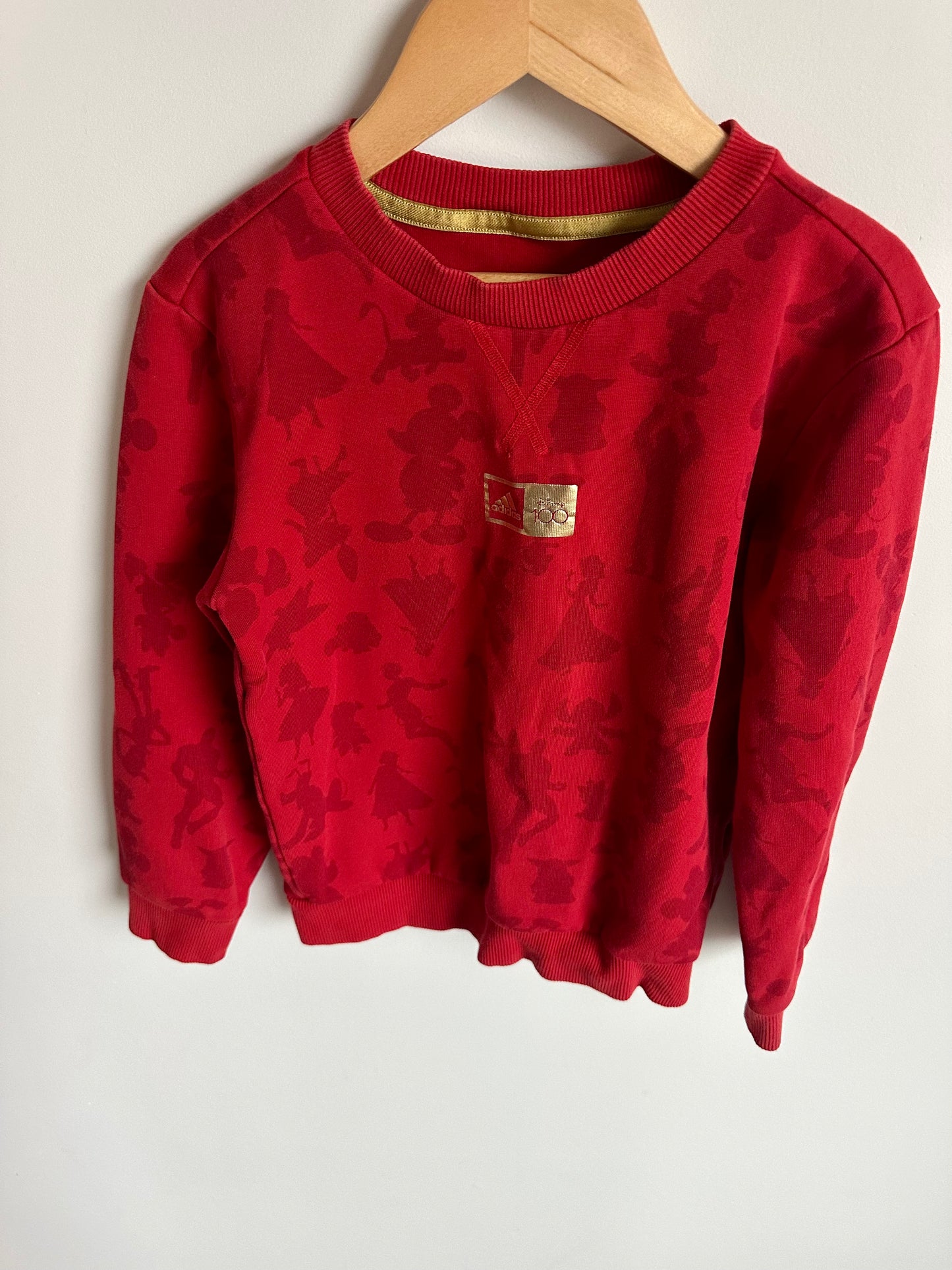 Red Adidas Disney 100 Crewneck / 7-8 years