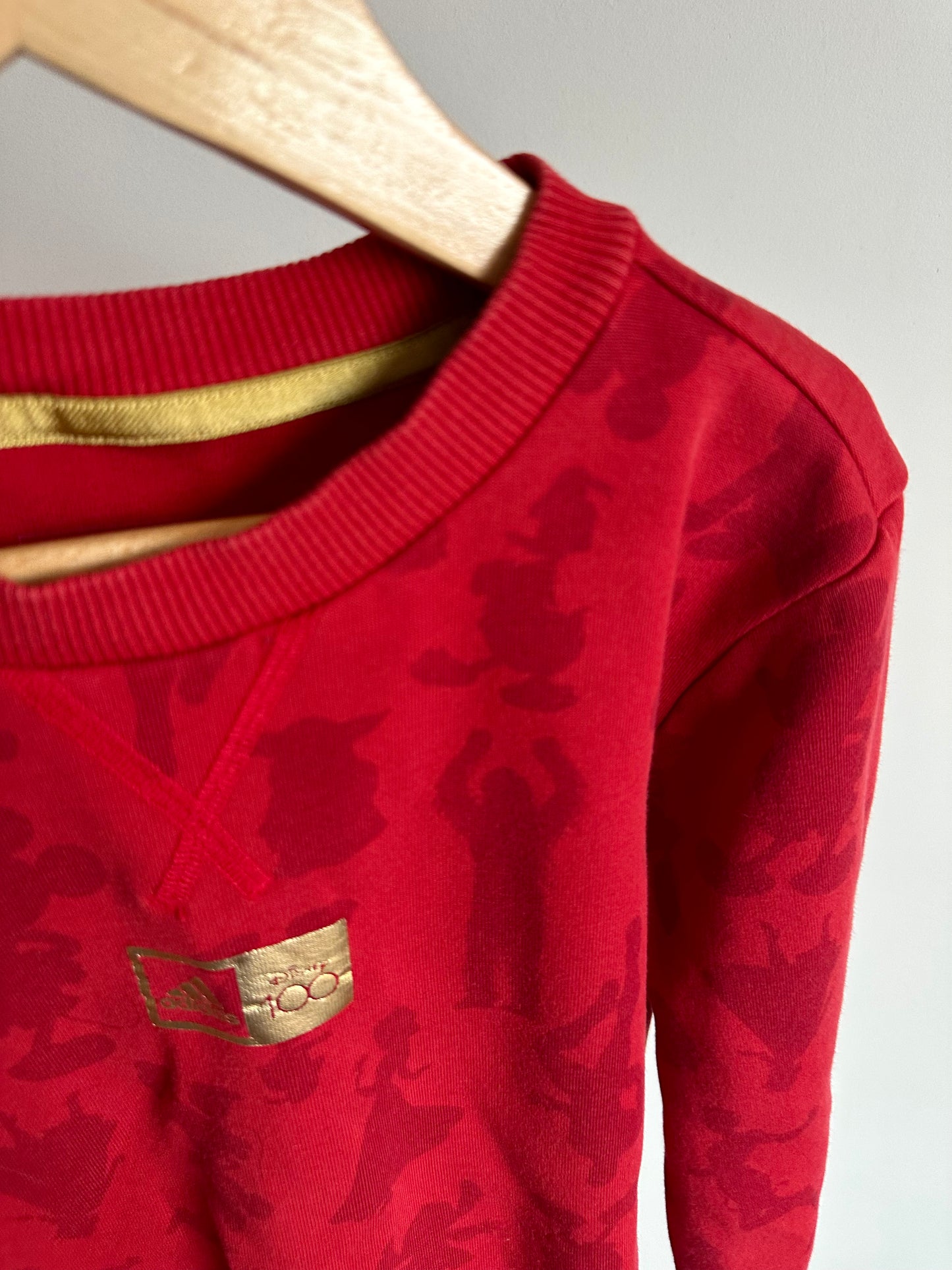 Red Adidas Disney 100 Crewneck / 7-8 years