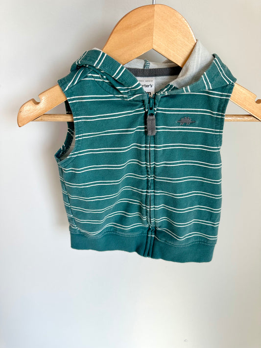 Teal Striped Dino Spike Hooded Vest / 12m