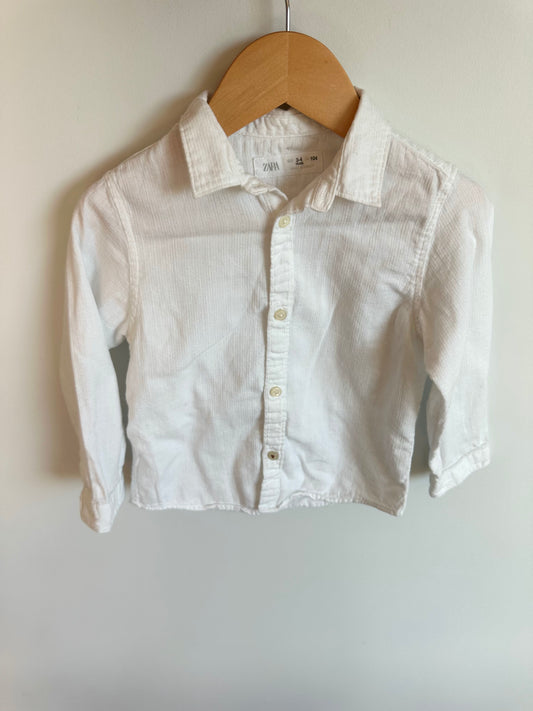 Zara White Collared Long Sleeve / 3-4T
