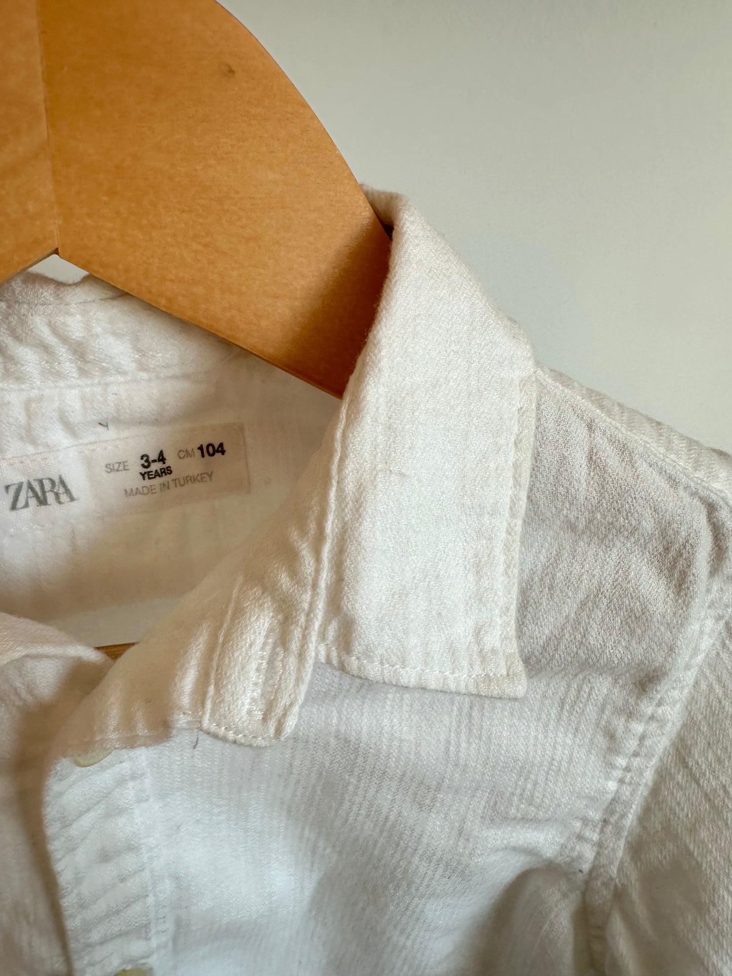 Zara White Collared Long Sleeve / 3-4T