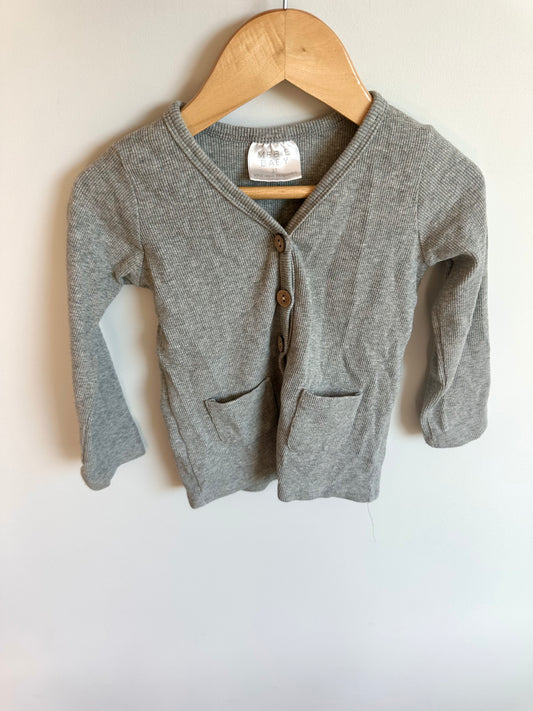 Mebie Baby Grey Rib Cardigan / 3T