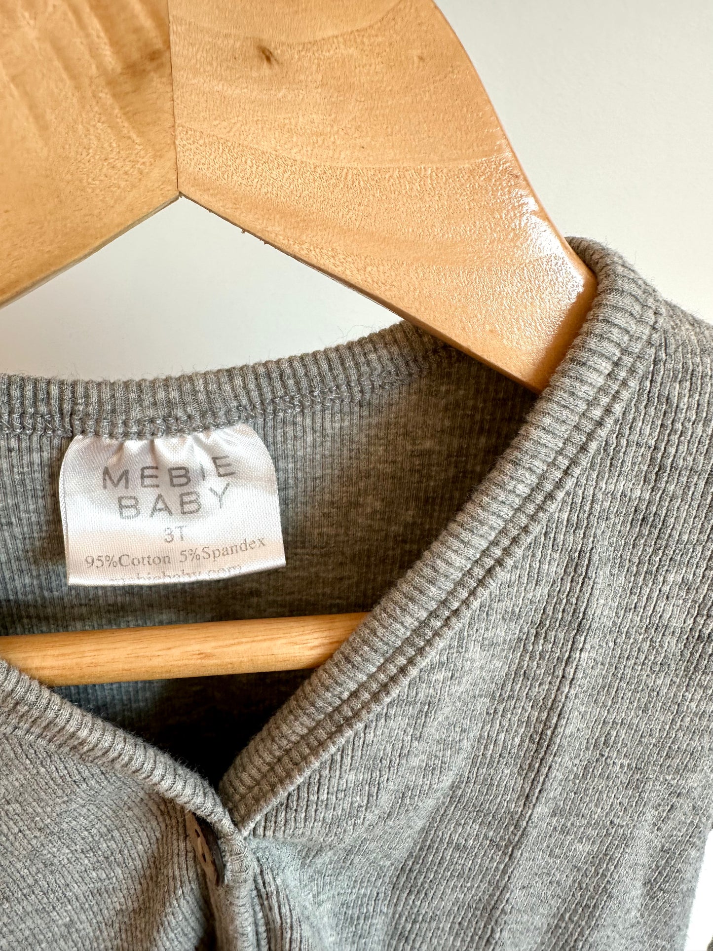 Mebie Baby Grey Rib Cardigan / 3T