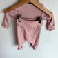 Pink Ribbed Bodysuit + Pants Set / 0-3m