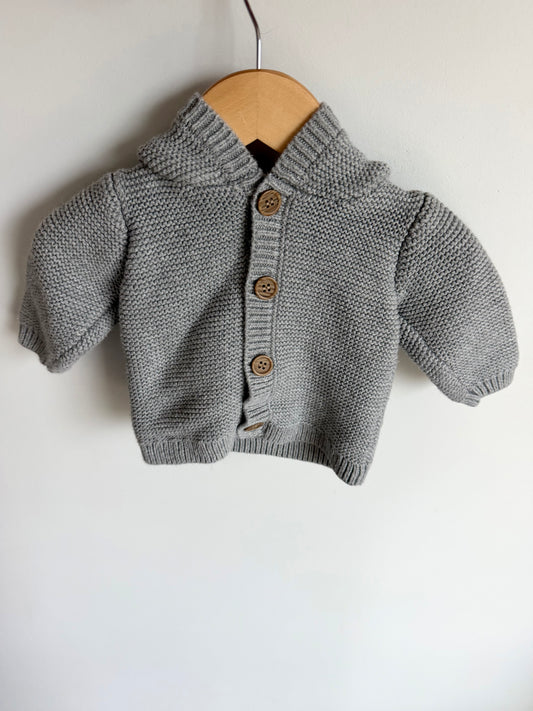Grey Knit Hood Ears Sweater / 0-3m
