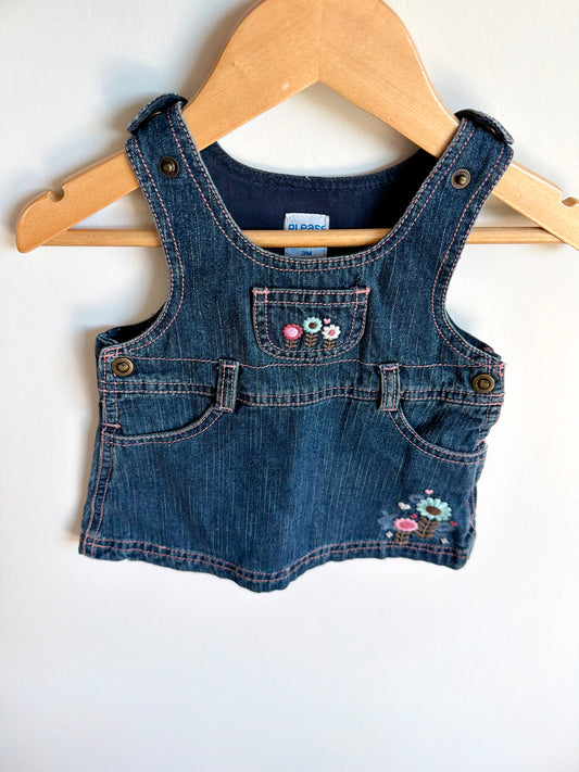 Vintage Please Mum Denim Embroidered Dress / 3m