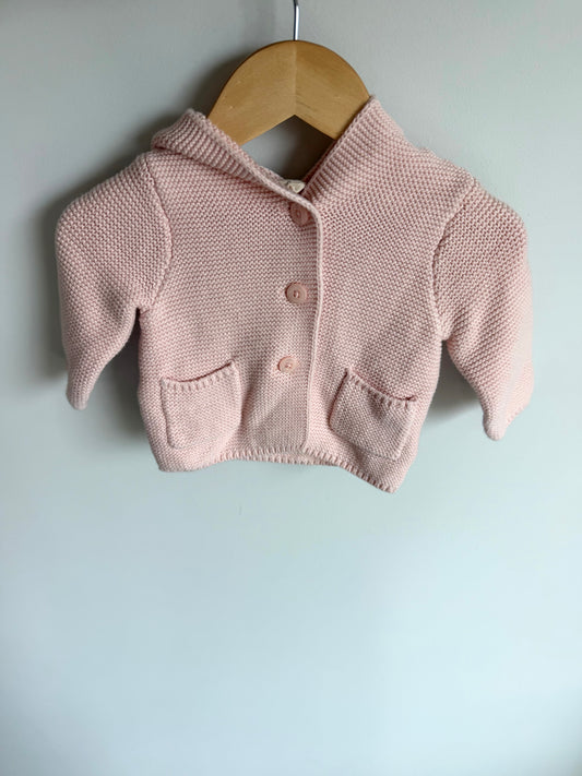 Pink Knit Hood Ear Sweater / 3-6m