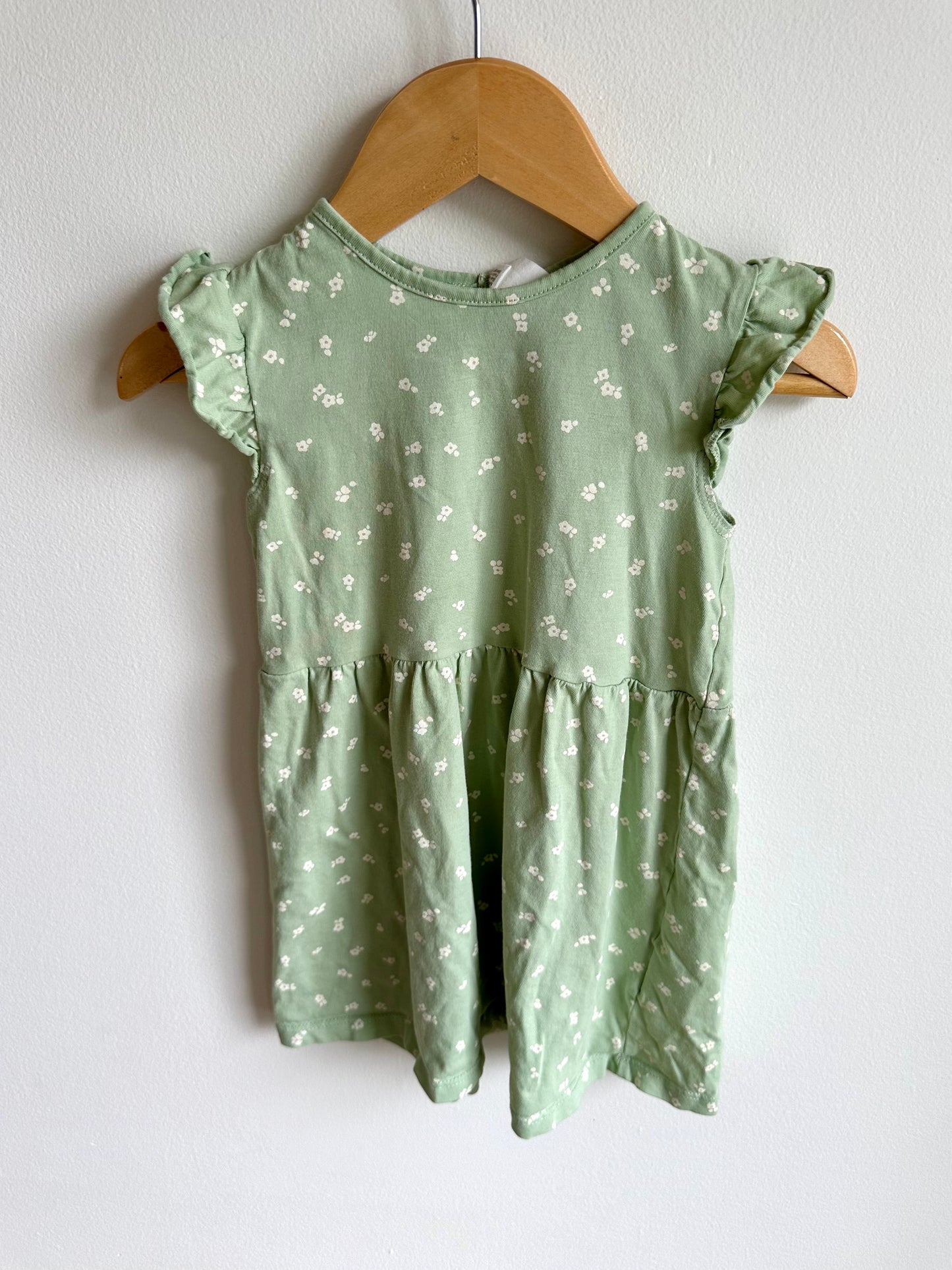 Pistachio Green Floral Dress / 18-24m