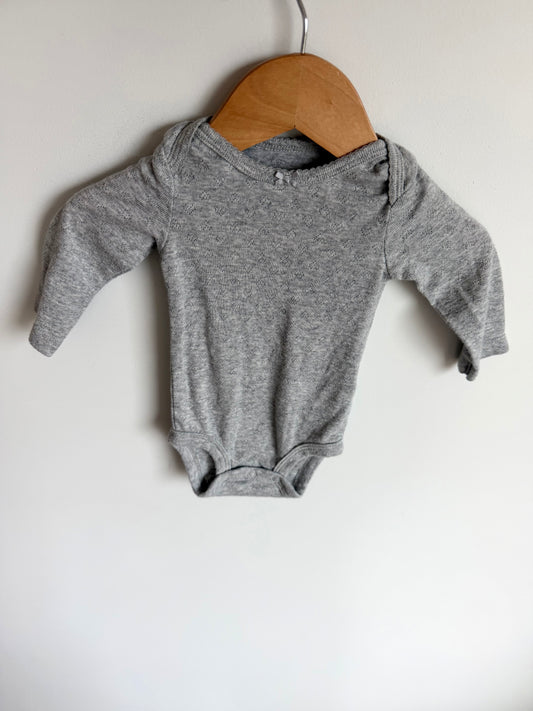 Eyelet Heart Bow Grey Bodysuit / 3m