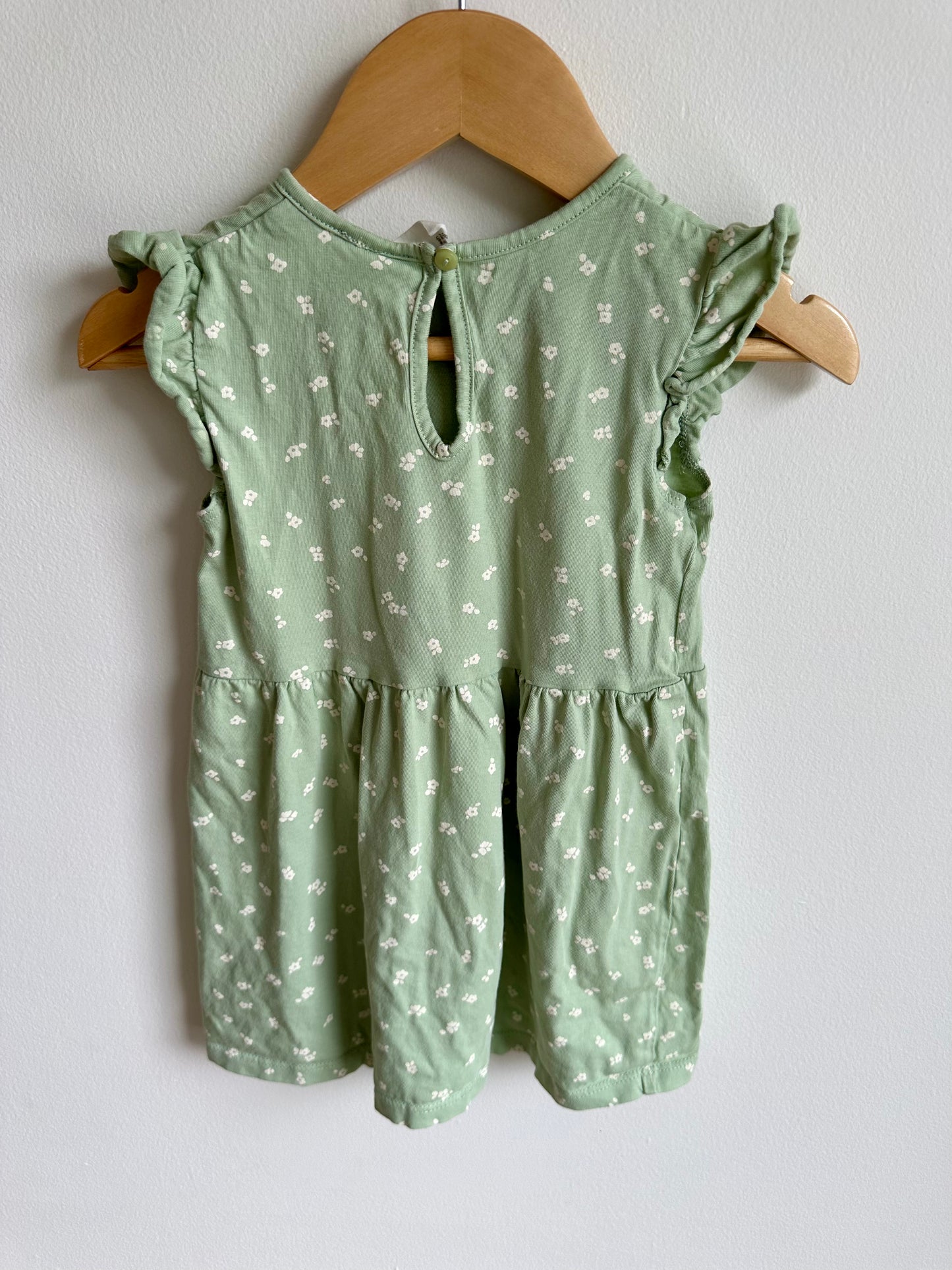 Pistachio Green Floral Dress / 18-24m