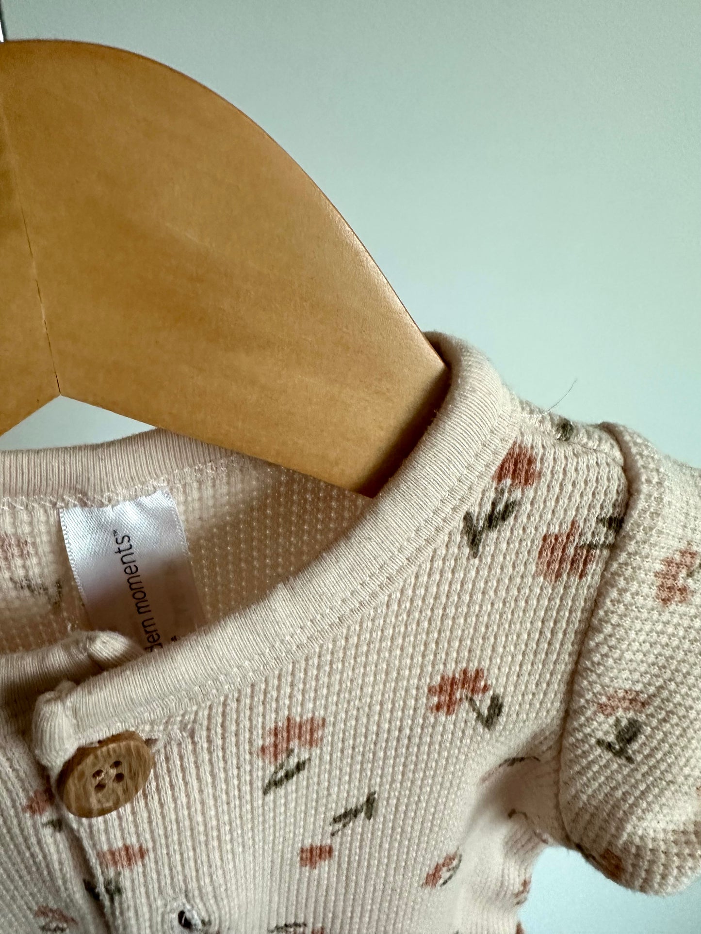 Waffle Floral Tan Pocket Jumpsuit / 6-9m